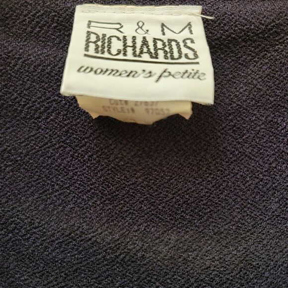 R&M Richards petites plus size navy metallic blue high neck layered blouse 2X - Picture 2 of 4